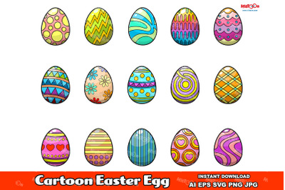 Cartoon Easter Eggs Vector Collection Set
