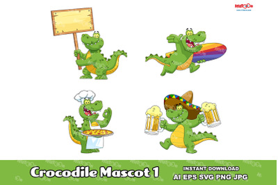 Crocodile Cartoon Mascot Character 1