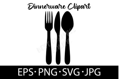 Dinnerware Svg Vector Cut File Spoon Knife Fork Silhouette