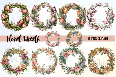 Floral Wreath Clipart Sublimation Bundle