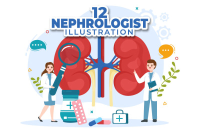 12 Nephrologist Vector Illustration