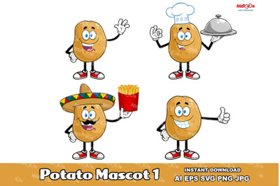 Potato Cartoon Mascot Characters 1. Vector Collection Set