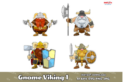 Gnome Viking Warrior Cartoon Mascot Character 1