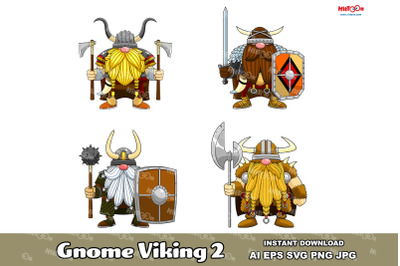 Gnome Viking Warrior Cartoon Mascot Character 2