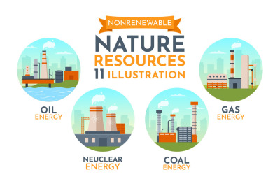 11 Non Renewable Sources of Energy Illustration