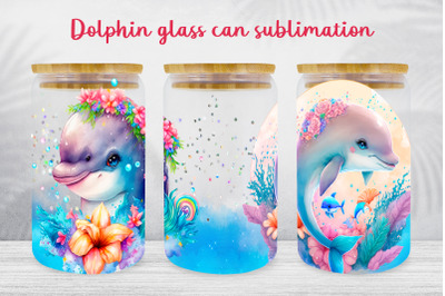 Dolphin glass can wrap Ocean sublimation png Underwater life