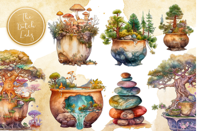 Potted Micro Worlds Clipart Set