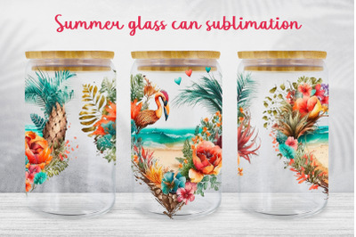 Summer glass can wrap Beach ocean libbey can sublimation png