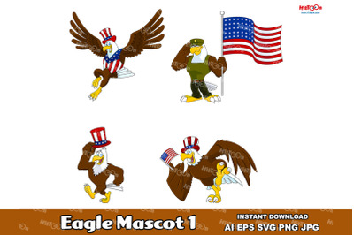 Eagle Cartoon Mascot Characters 1. Vector Hand Drawn Collection