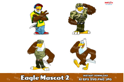 Eagle Cartoon Mascot Characters 2. Vector Hand Drawn Collection