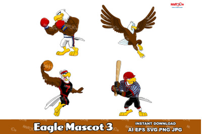 Eagle Cartoon Mascot Characters 3. Vector Hand Drawn Collection