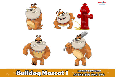 Bulldog Cartoon Mascot Character 1. Vector Hand Drawn Collection