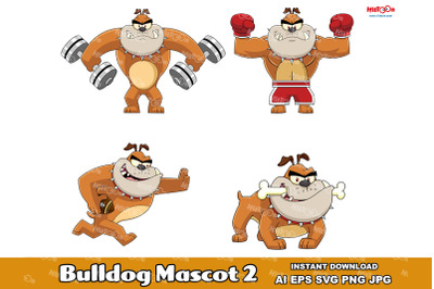 Bulldog Cartoon Mascot Character 2. Vector Hand Drawn Collection