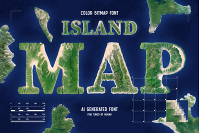 Island Map - Color Bitmap Font