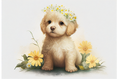 Cute Dog with Flower