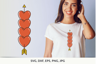 Hearts and Arrow design, PNG, JPG, SVG,EPS, DXF