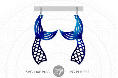 Mermaid tail earrings, SVG cut file, Mermaid Earring svg