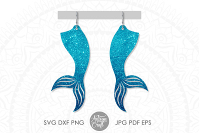 Mermaid tail earrings, SVG cut files for laser cutting