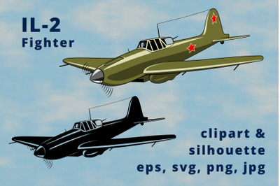 IL-2 Soviet Fighter Plane Clipart