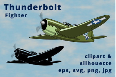 Thunderbolt USA Fighter Plane Clipart