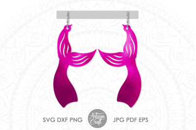Mermaid tail earrings, SVG cut file, Mermaid earrings, files for laser