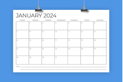 2024 11 x 17 Inch Calendar Template