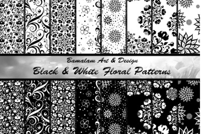 Black &amp; White Floral Pattern Backgrounds