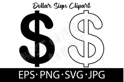 Dollar sign Svg Vector Cut Dollar Symbol Silhouette Clipart