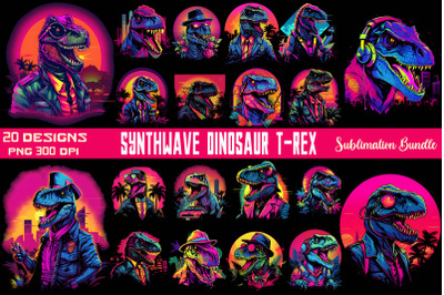 Synthwave Retro Dinosaur T-rex Bundle