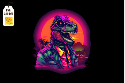 Synthwave Retro Dinosaur T-rex