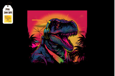 Synthwave Retro Dinosaur T-rex 2