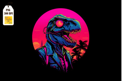 Synthwave Retro Dinosaur T-rex 3