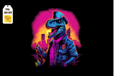 Synthwave Retro Dinosaur T-rex 4