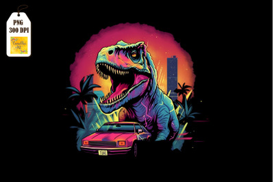 Synthwave Retro Dinosaur T-rex 7