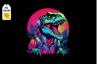 Synthwave Retro Dinosaur T-rex 12