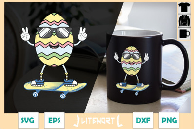 Easter Egg Sport Skateboard Happy Face