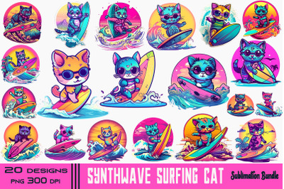 Synthwave Retro Surfing Cat Bundle