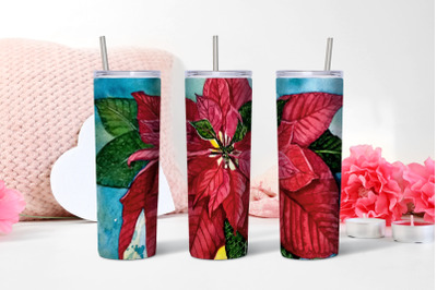 Watercolor Floral 20 oz sublimation in a glass