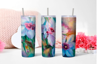 Watercolor orhids 20 oz sublimation in a glass