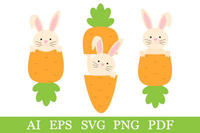 Easter Bunny SVG. Bunny sitting carrot sublimation