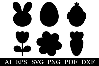 Easter silhouette clipart. Bunny silhouette. Easter SVG