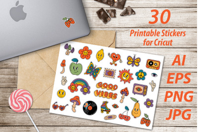 Retro / Printable Stickers Cricut Design