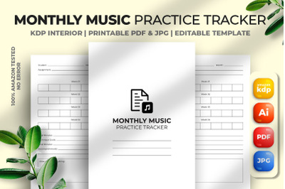 Monthly Music Practice Tracker KDP Interior