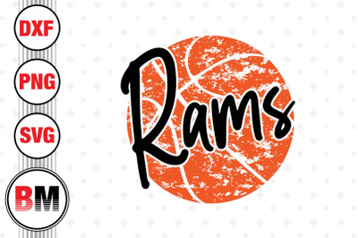 Rams Distressed Basketball SVG, PNG, DXF Files