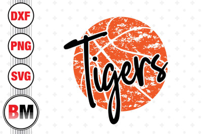 Tigers Distressed Basketball SVG, PNG, DXF Files