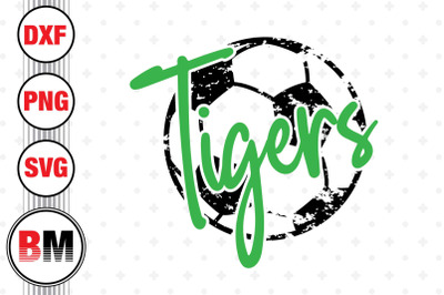 Tigers Distressed Soccer SVG, PNG, DXF Files