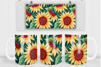 Sunflower mug sublimation design | Sunflower mug wrap