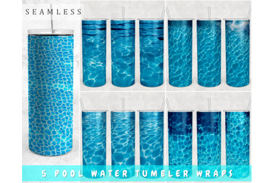 Pool Water Tumbler Wraps Bundle, 20 Oz Skinny Tumbler Pool Sublimation