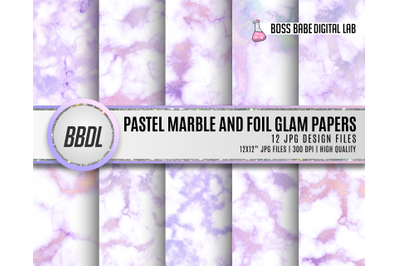Pastel Marble and Foil Glam Papers, Pastel Glam,