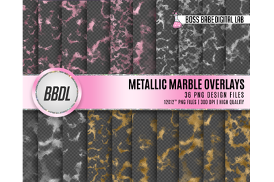Metallic Marble Overlays digital paper, marble overlays